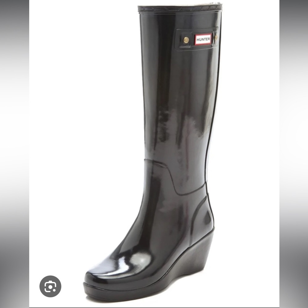 Hunter moss wedge heeled boots